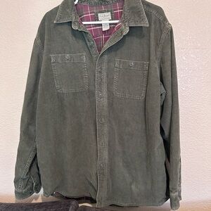 Vintage L.L. Bean Plaid Corduroy Shirt/Jacket - Green